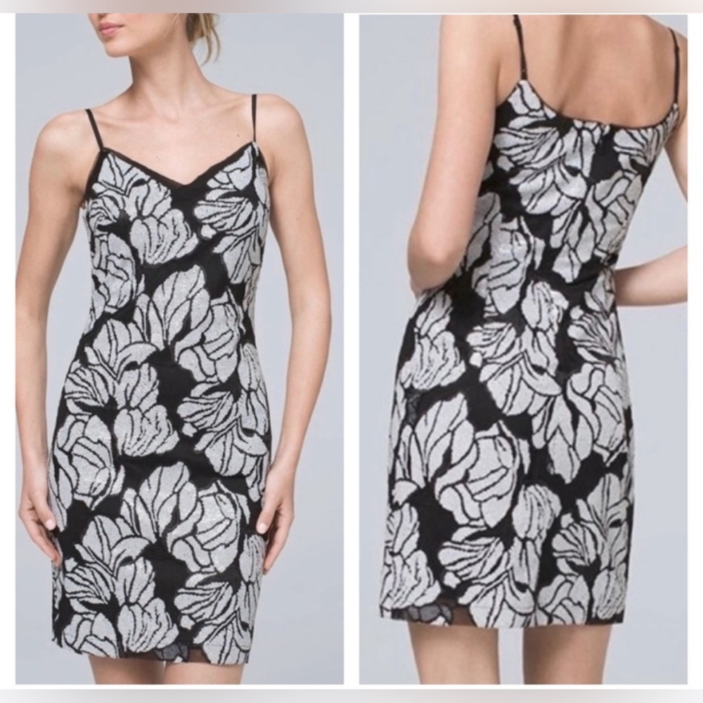 White House Black Market Black and White Floral Mini Dress